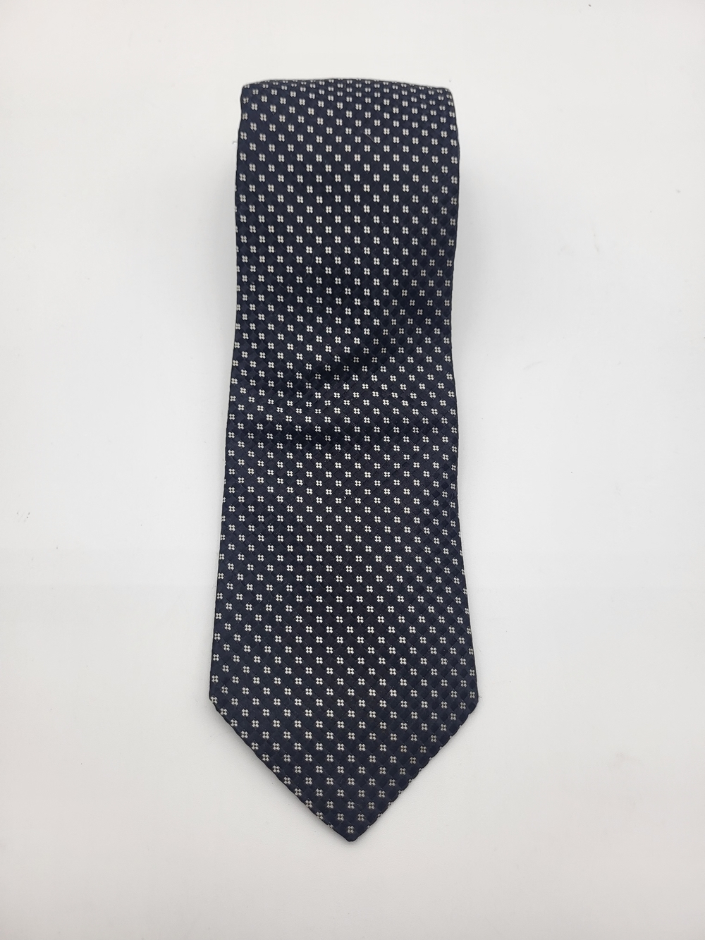 Tommy Hilfiger Navy and White Micro-Pattern Men's Tie